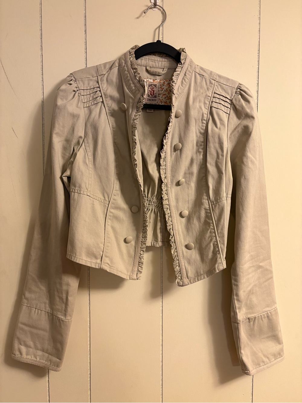 Button Ruffle Crop Jacket